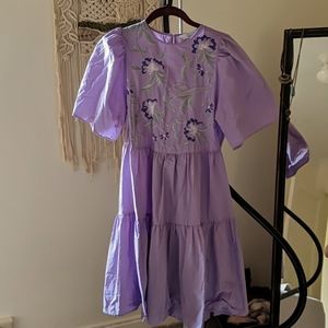 Other Stories embroidered dress in purple lilac